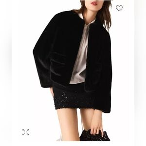 Maje Black Short Faux Fur Jacket 36 $610